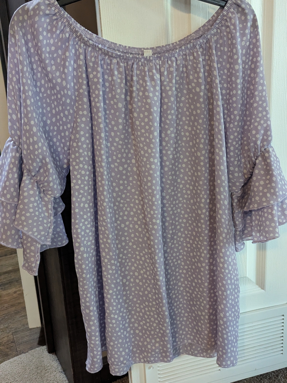 Lavender Polka Dot Off-Shoulder Women's Top